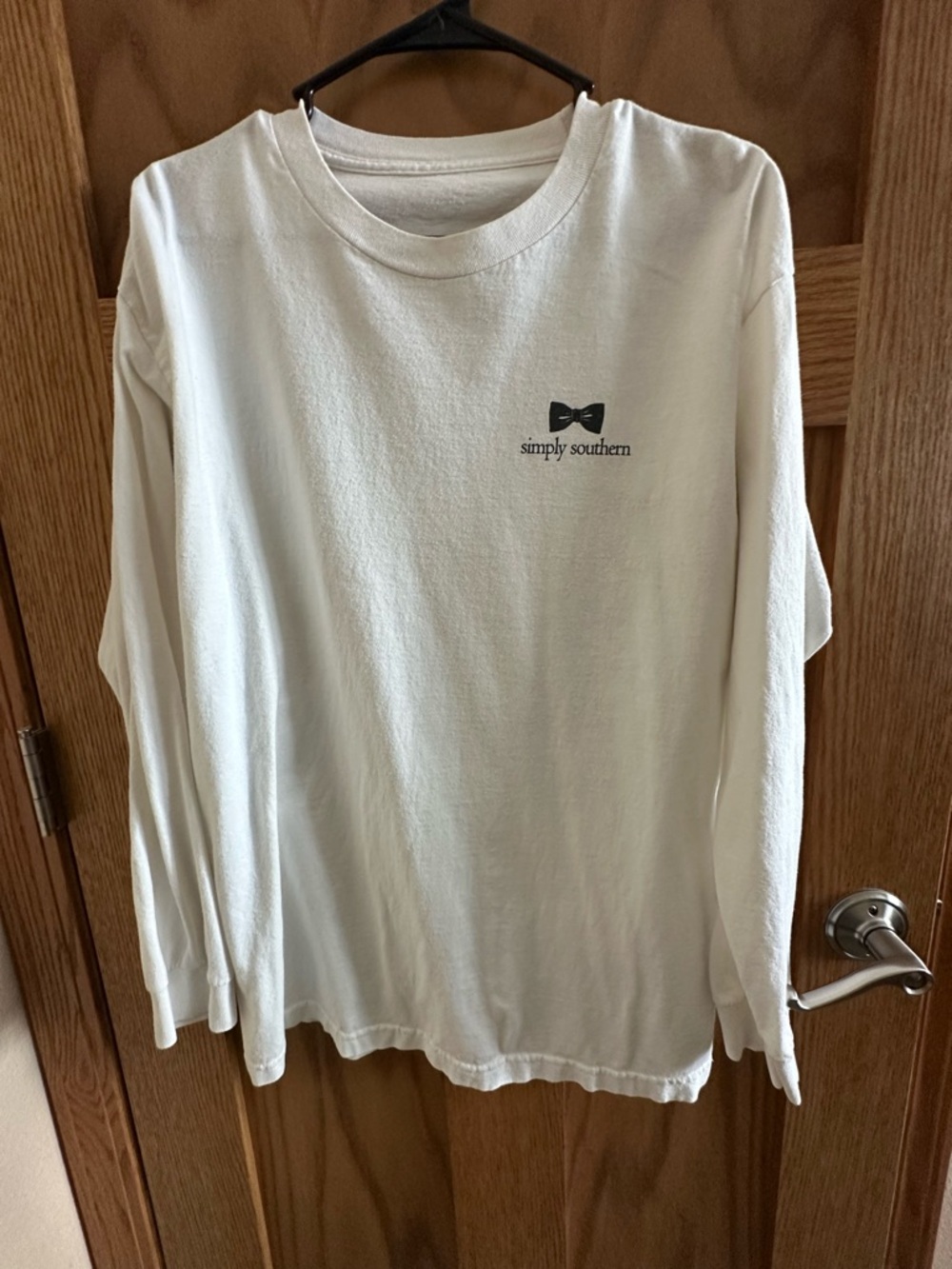 Simply Southern Cream Long Sleeve Tee with Black Bow Logo